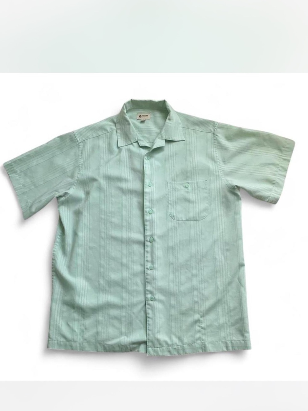 Men’s Haggar Short Sleeve Button-Down Shirt in Mint Green size L